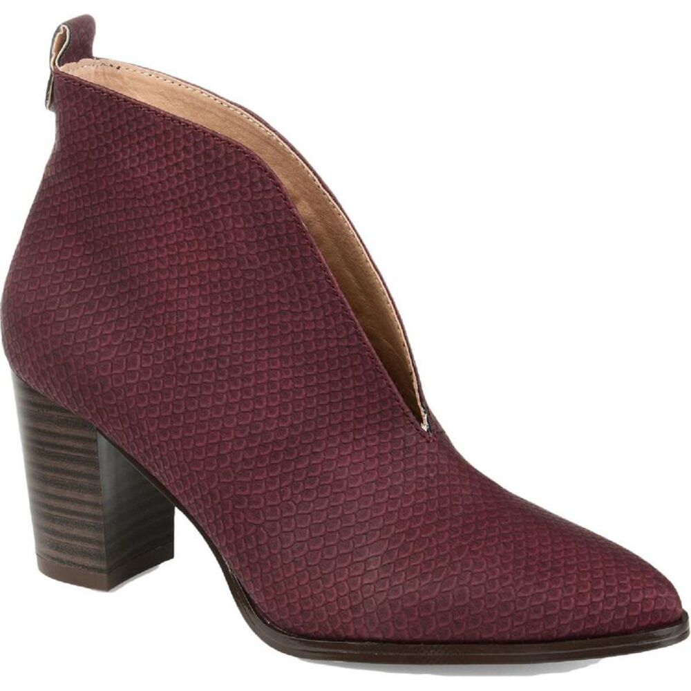 Journee Collection Burgundy Textured Ankle Booties